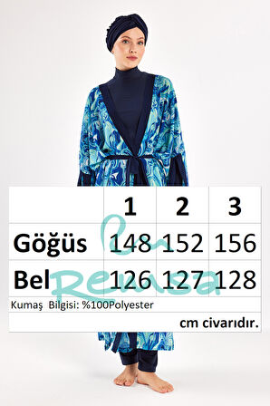 UV Korumalı Mayo Üzerine Tek Pareo Kimono 1714 Mavi | 3