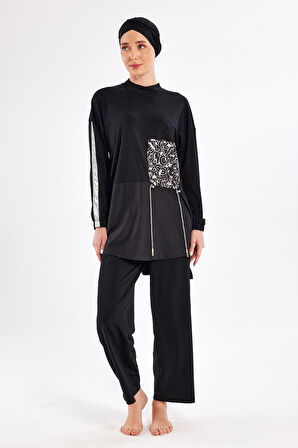 Likralı Bol Paça Tam Kapalı Tesettür Mayo 1117 Siyah01 | XL