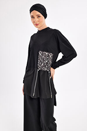 Likralı Bol Paça Tam Kapalı Tesettür Mayo 1117 Siyah01 | XL