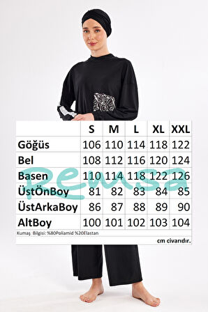 Likralı Bol Paça Tam Kapalı Tesettür Mayo 1117 Siyah01 | XXL