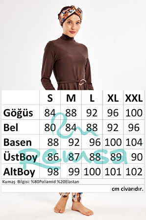 Likralı Tam Kapalı Tesettür Mayo 1122 Kahverengi | XL