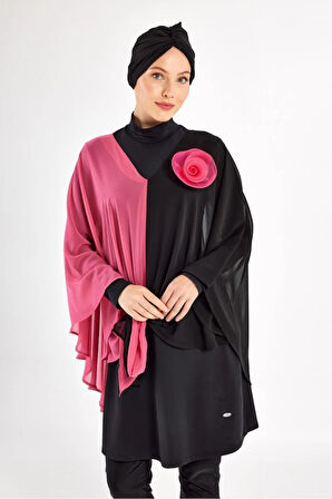 BirolGaye Adasea 251127 Tam Boy Gül Detaylı Tasarım Tesettür Mayo