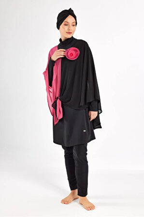 BirolGaye Adasea 251127 Tam Boy Gül Detaylı Tasarım Tesettür Mayo