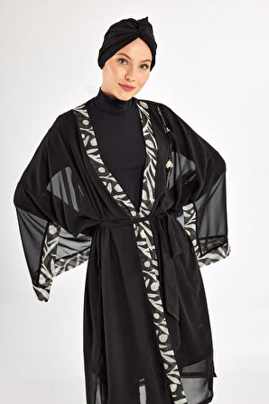 Adasea 251131 Siyah  Pareolu Tam Boy Tasarım Tesettür Mayo