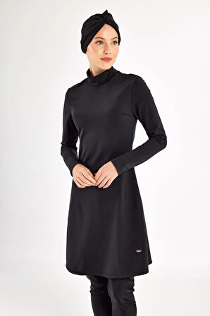 Adasea 251131 Siyah  Pareolu Tam Boy Tasarım Tesettür Mayo