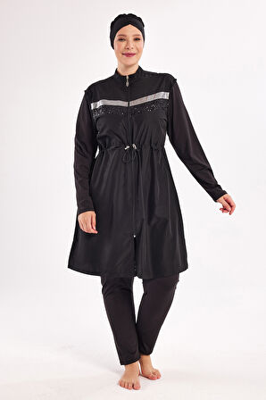 Büyük Beden Tam Kapalı Tesettür Mayo 1802 Siyah04 | 4XL