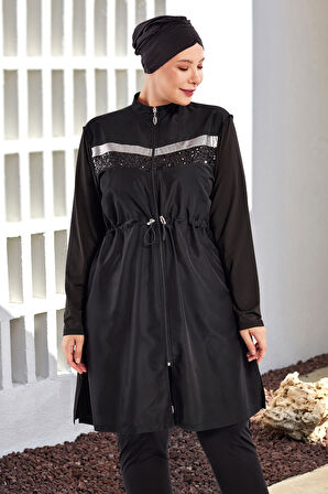 Büyük Beden Tam Kapalı Tesettür Mayo 1802 Siyah04 | 5XL