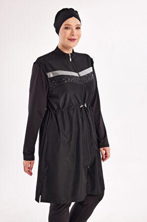 Büyük Beden Tam Kapalı Tesettür Mayo 1802 Siyah04 | 5XL