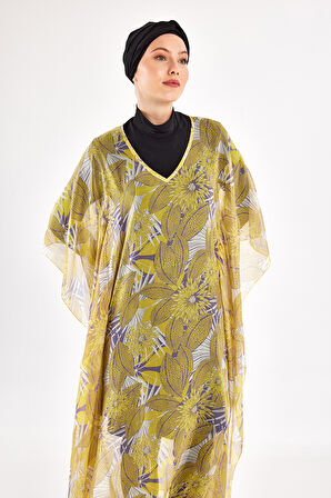 UV Korumalı Mayo Üzerine Tek Pareo Kaftan 1705 Sarı | 2