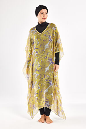 UV Korumalı Mayo Üzerine Tek Pareo Kaftan 1705 Sarı | 3