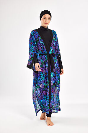 UV Korumalı Mayo Üzerine Tek Pareo Kimono 1711 Mor | 1