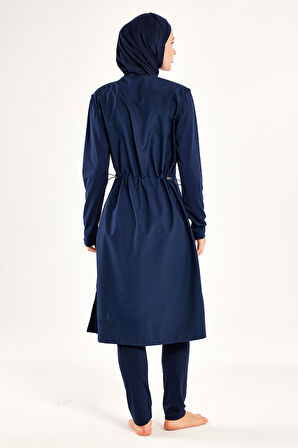 UV Korumalı Büyük Beden Uzun Tam Boy Tam Kapalı Tesettür Mayo 1302 Lacivert | 3XL