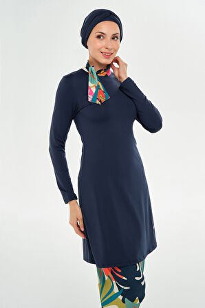 Bol Paça Likralı Tam Kapalı Tesettür Mayo 2114 Koyu Lacivert | M