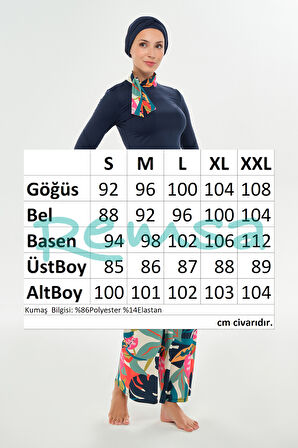 Bol Paça Likralı Tam Kapalı Tesettür Mayo 2114 Koyu Lacivert | M