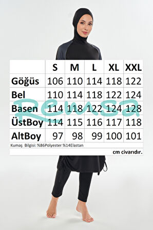 Uzun Tam Boy Tam Kapalı Tesettür Mayo 2116 Siyah | S