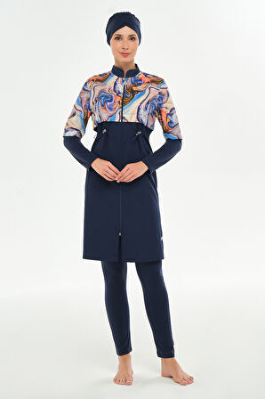 Tam Kapalı Tesettür Mayo 2401 Koyu Lacivert | S