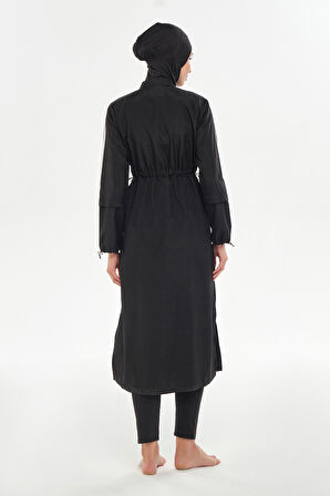 Büyük Beden Uzun Tam Boy Tam Kapalı Tesettür Mayo 2406 Siyah | 4XL