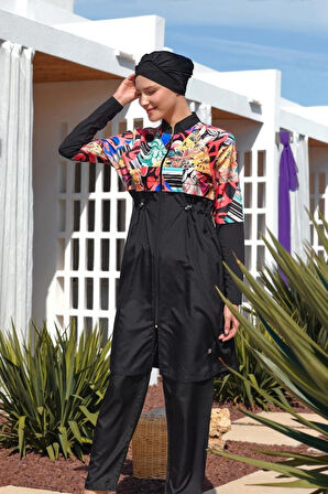 Maresiva 252506 Clare Siyah Tam Boy Tasarım Tesettür Mayo