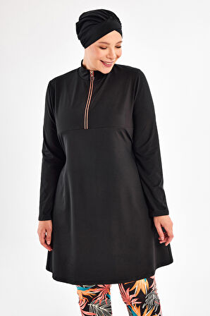 Büyük Beden Likralı Tam Kapalı Tesettür Mayo 2801 Siyah | 3XL