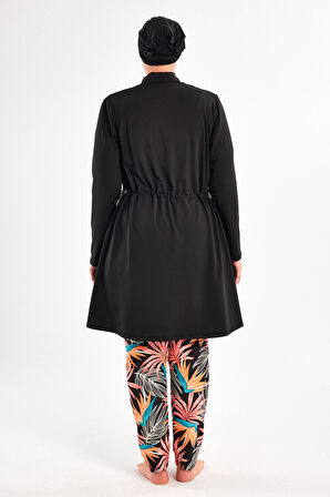 Büyük Beden Likralı Tam Kapalı Tesettür Mayo 2801 Siyah | 3XL