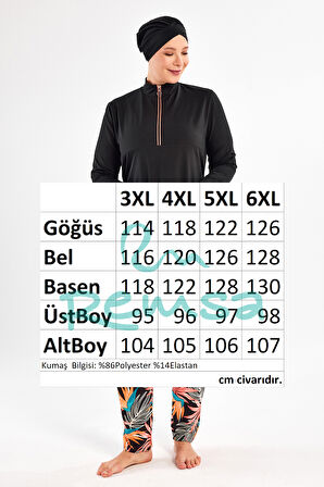 Büyük Beden Likralı Tam Kapalı Tesettür Mayo 2801 Siyah | 3XL