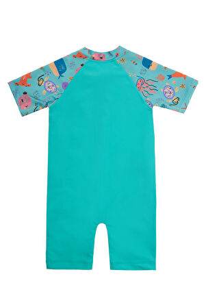 UV Korumalı Kısa Kollu Tulum Bebek Çocuk Yüzücü Mayo 1910 Mint | 7-8 YAŞ