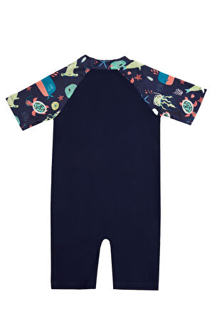 UV Korumalı Kısa Kollu Tulum Bebek Çocuk Yüzücü Mayo 1910 Koyu Lacivert | 7-8 YAŞ