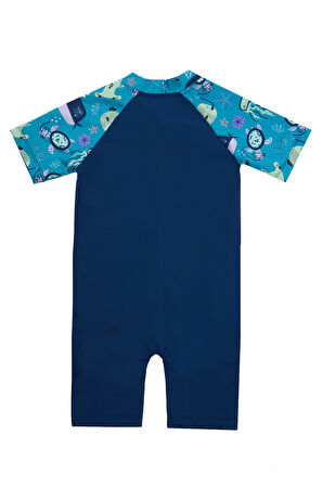 UV Korumalı Kısa Kollu Tulum Bebek Çocuk Yüzücü Mayo 1910 Açık Lacivert | 5-6 Yaş