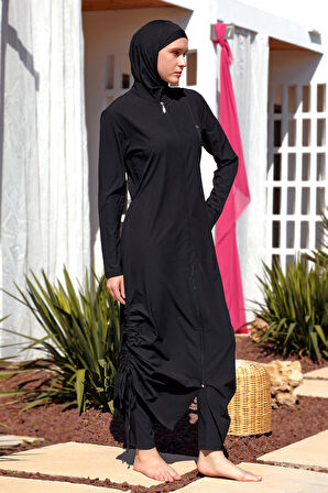 Uzun Tam Boy Tam Kapalı Tesettür Mayo 1232 Siyah05 | 6XL