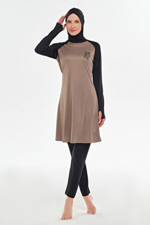 Reglan Kol Likralı Tam Kapalı Tesettür Mayo 3131 Kahve | L