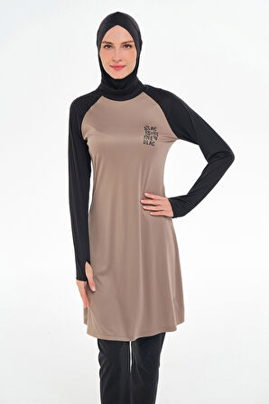 Reglan Kol Likralı Tam Kapalı Tesettür Mayo 3131 Kahve | L