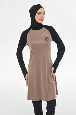 Reglan Kol Likralı Tam Kapalı Tesettür Mayo 3131 Kahve | L