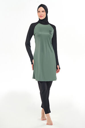 Reglan Kol Likralı Tam Kapalı Tesettür Mayo 3131 Çam Yeşili | M