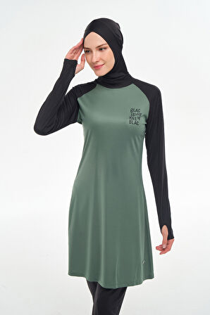 Reglan Kol Likralı Tam Kapalı Tesettür Mayo 3131 Çam Yeşili | M