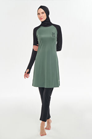 Reglan Kol Likralı Tam Kapalı Tesettür Mayo 3131 Çam Yeşili | XL