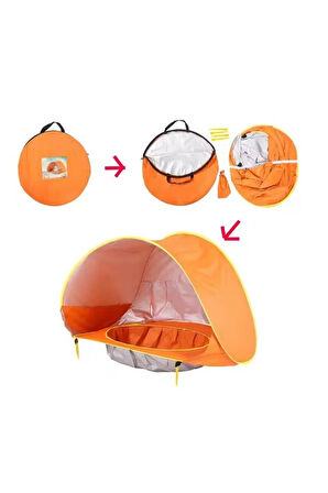 Bebek Havuzlu Plaj Çadırı, 50+ UPF UV Korumalı Su Geçirmez Çocuk Çadırı