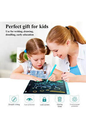 LCD Yazma Tableti Dijital Kalemli Çizim Yazı Tahtası Renkli Ekran 10 Inch (25,4 cm) -  PEMBE