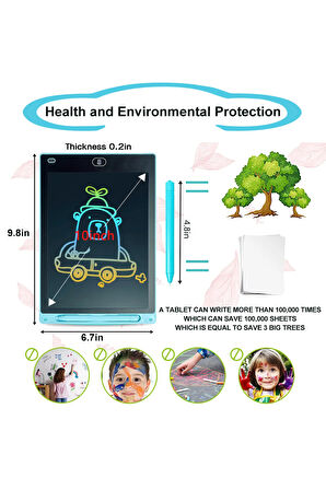 LCD Yazma Tableti Dijital Kalemli Çizim Yazı Tahtası Renkli Ekran 10 Inch (25,4 cm)