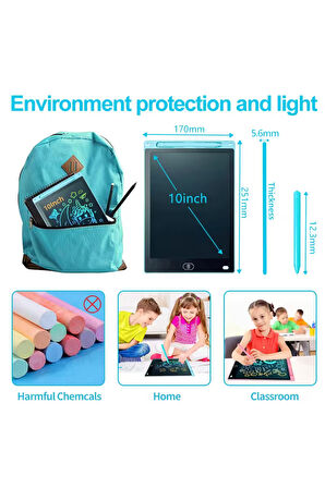 LCD Yazma Tableti Dijital Kalemli Çizim Yazı Tahtası Renkli Ekran 10 Inch (25,4 cm) SİYAH