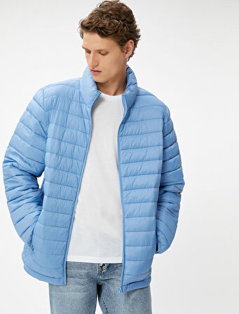 Şişme Mont Dik Yaka Fermuarlı Cep Detaylı