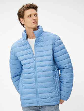 Şişme Mont Dik Yaka Fermuarlı Cep Detaylı