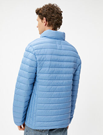 Şişme Mont Dik Yaka Fermuarlı Cep Detaylı