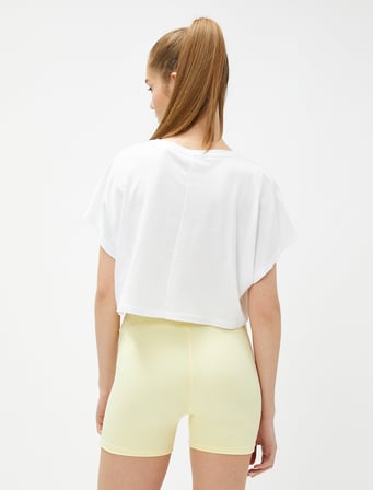 Crop Relax Fit Yoga Tişörtü Modal Karışımlı