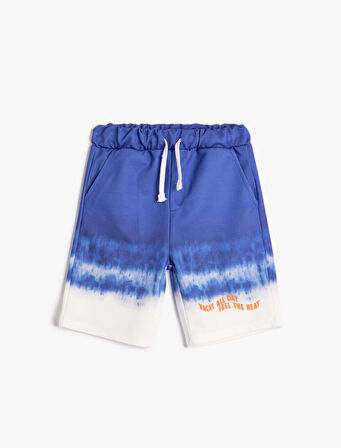 Şort Batik Desenli Beli Bağlamalı Cepli Pamuklu