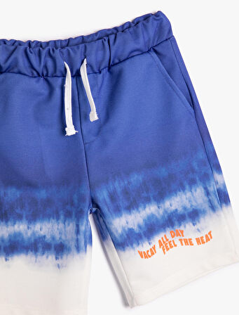 Şort Batik Desenli Beli Bağlamalı Cepli Pamuklu