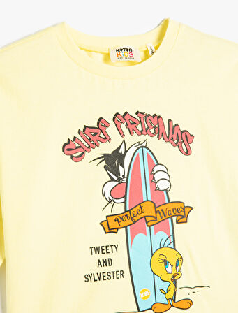 Sylvester ve Tweety Tişört Lisanslı Kısa Kollu Baskılı Pamuklu