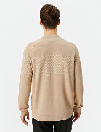 Yarım Balıkçı Yaka Kazak Triko Slim Fit Dokulu