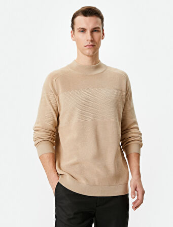 Yarım Balıkçı Yaka Kazak Triko Slim Fit Dokulu