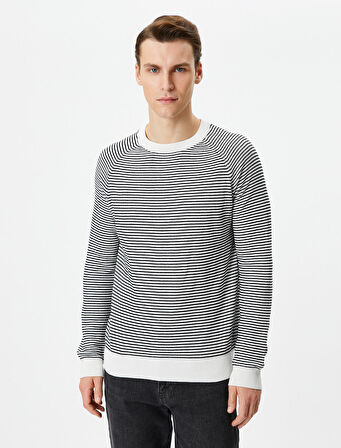 Bisiklet Yaka Kazak Triko Dokulu Uzun Kollu