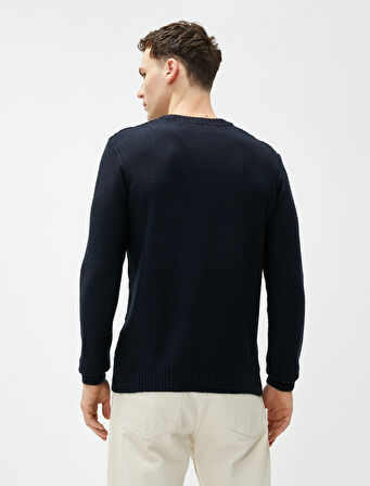 Triko Kazak Baklava Desenli Uzun Kollu Bisiklet Yaka 